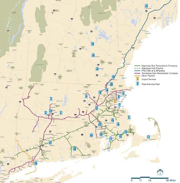 Importance of LNG in New England The Everett Terminal directly connects into: Algonquin Pipeline Tennessee Gas Pipeline KeySpan local distribution system Mystic Generating power plant The Everett