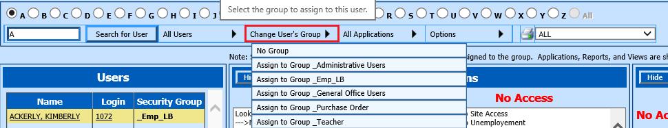 Adjust Security Grup Settings If yu wish fr the User t be assigned t anther grup, yu can change their grup by fllwing the belw steps: 1. Select Administrative Utilities 2.