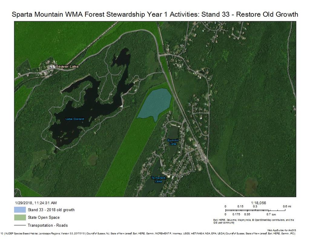Treatment Description Variable retention forest management using a combination of single tree selection and group selection is prescribed in Year 1 of the Sparta Mountain WMA Forest Stewardship Plan