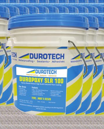 DuroPoxy SLT 2000 is a solvent free, durable ﬂoor coating based on a hard wearing, two component epoxy  Kits no onsite mixing errors 100%