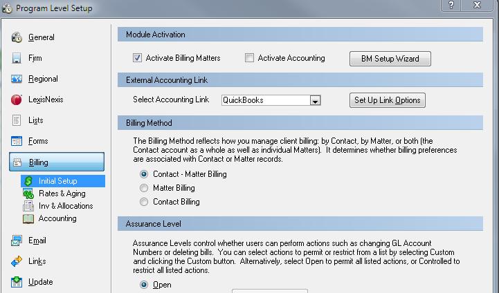Click OK and you will be returned to the Billing Matters File Locations tab.