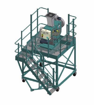 For single silo operations, the thrower can be mounted on a fixed platform and permanently connected to the silo and power supply.