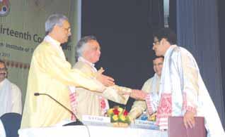 awardee at the 13th Convocation in the presence of Dr. R. P. Singh, Chairman, BoG (1L) and Prof. Gautam Barua, Director.