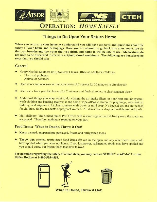 Fliers handed out at town meetings, at traffic control points, by community liaisons, and building samplers