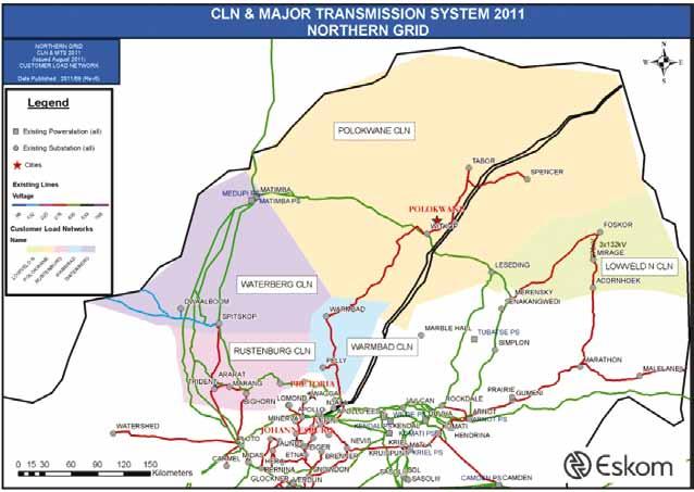 6.3 NORTH GRID The North Grid consists of five CLNs, namely Waterberg, Rustenburg, Lowveld (northern part), Bela-Bela (formerly Warmbad) and Polokwane.