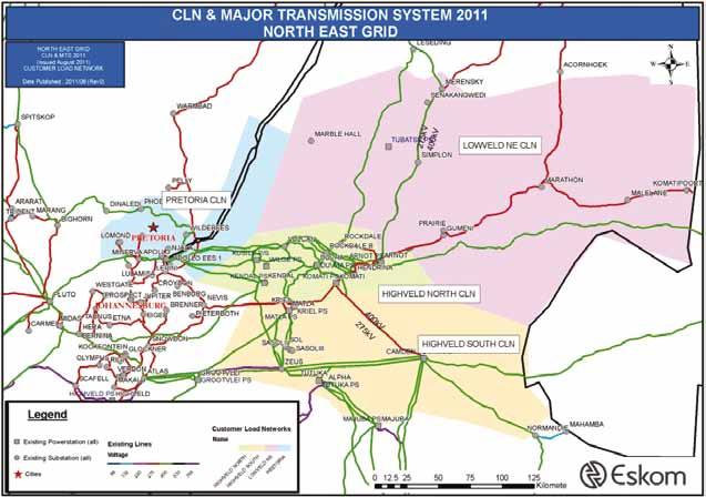 6.4 NORTH EAST GRID The North East Grid consists of four CLNs, namely Highveld North, Highveld South, Lowveld (southern part) and Pretoria.