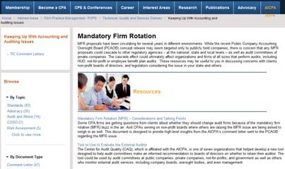 Technical Developments Mandatory Firm Rotation Resources 25 Talking points developed for practitioners to use in discussing mandatory firm rotation concerns In 203 US House passed a bill to prohibit
