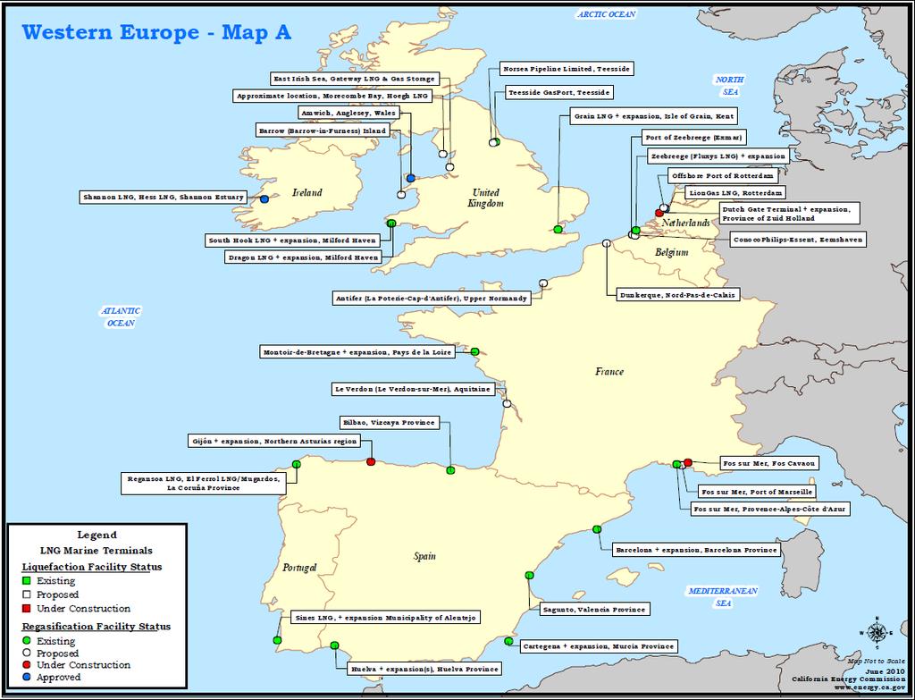 LNG availability in Europe.