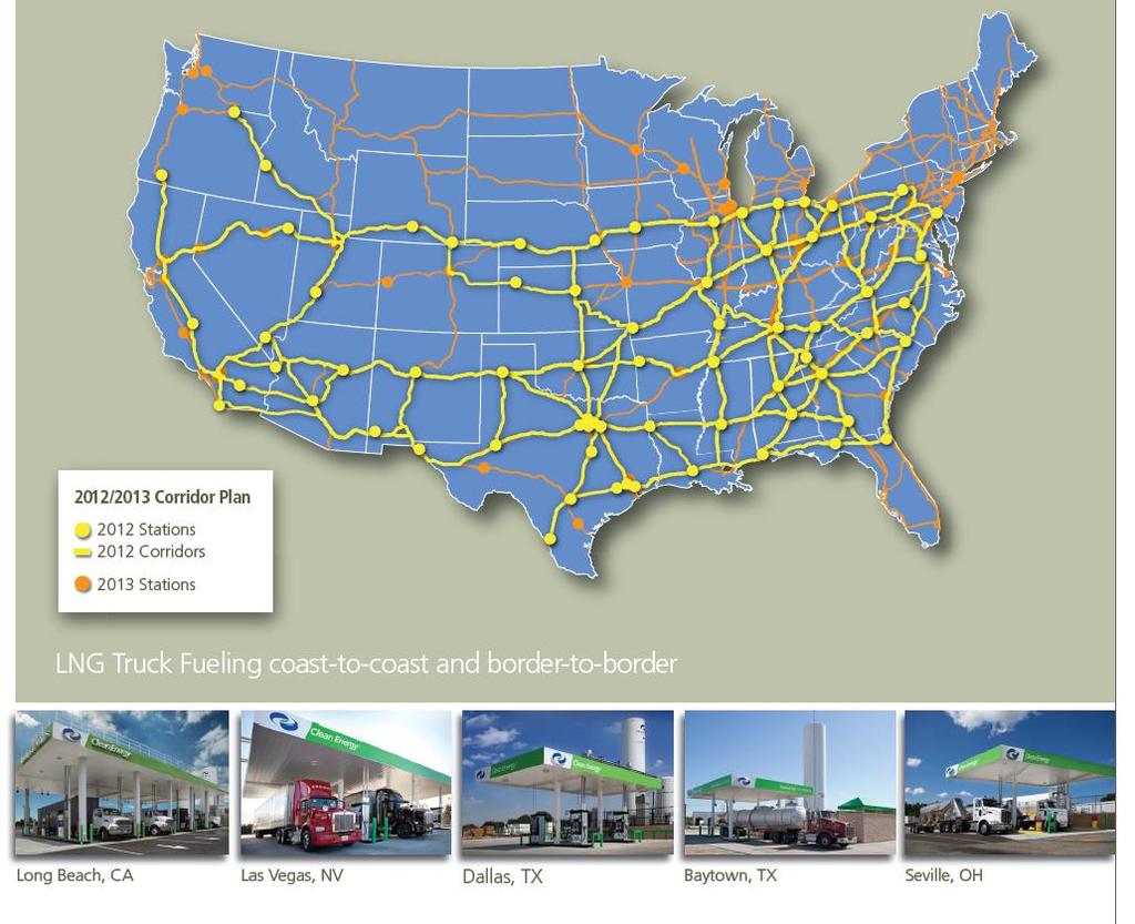 US: rolling out the infrastructure Source: Clean Energy Fuels Increasing market share for CNG buses Broad range of LNG trucks is becoming available Large investments in infrastructure