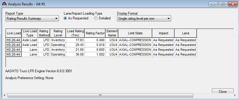 Click View analysis report in the Bridge Workspace toolbar to open the Analysis Results window.