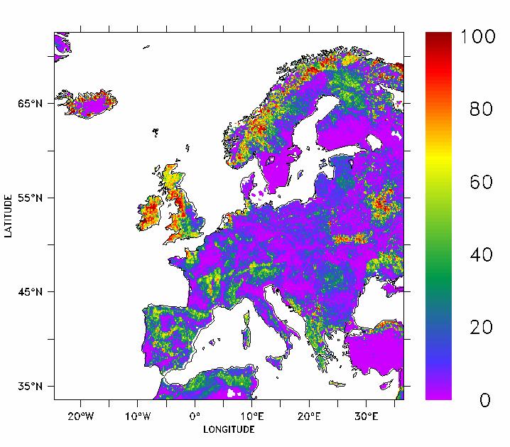Grasslands in Europe %