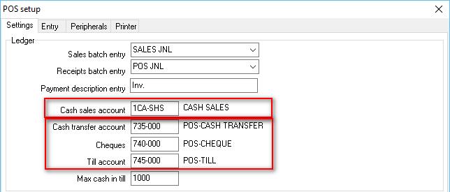 If you do not have one, you need to create a Cash customer or Cash sales account in Debtor (Action ribbon). 2. Cash transfer account - Select the default POS-Cash transfer account.