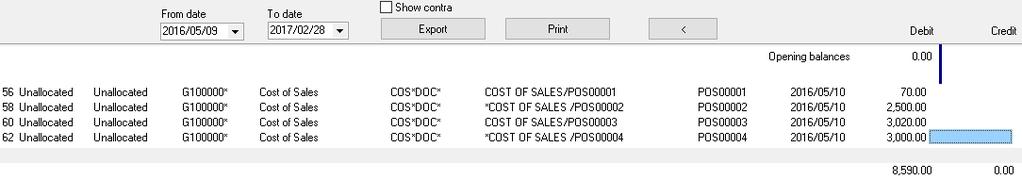 Cost of sales batch This journal (batch type) selected on Stock information (Setup ribbon).