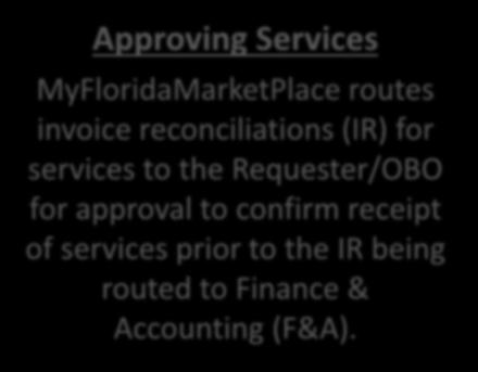 Receiving Goods MyFloridaMarketPlace offers two types of receiving: desktop receiving and central receiving.