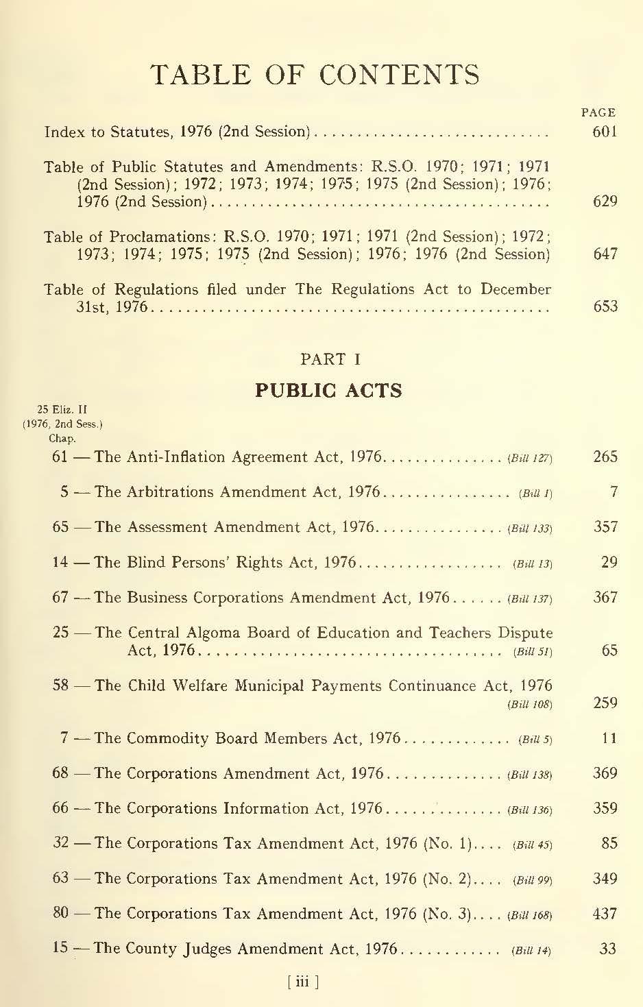 Index to Statutes, 1976 (2nd Session)............................. 601 Table of Public Statutes and Amendments: R.S.0. 1970; 1971; 1971 (2nd Session); 1972; 1973; 1974; 1975; 1975 (2nd Session); 1976; 1976 (2nd Session).
