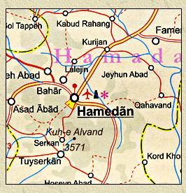 Figure 3-2 A map of Hamadan Province, with the main city in the Province shown (Source: Google). 3.4.