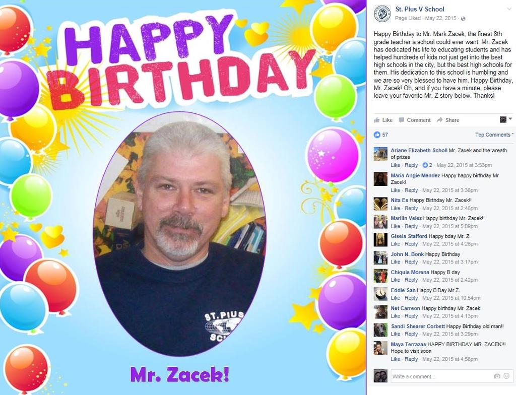 5. Teacher Birthdays This is a great way to generate meaningful comments.