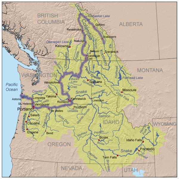 Columbia River Basin Basin Map Basin Statistics Basin Area is 258,000 Sq.