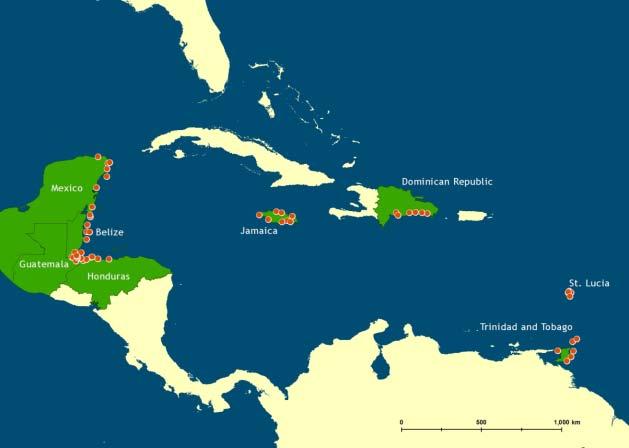 Sampling sites Completed Analyses: Trinidad & Tobago 17 samples (6 sites) St.