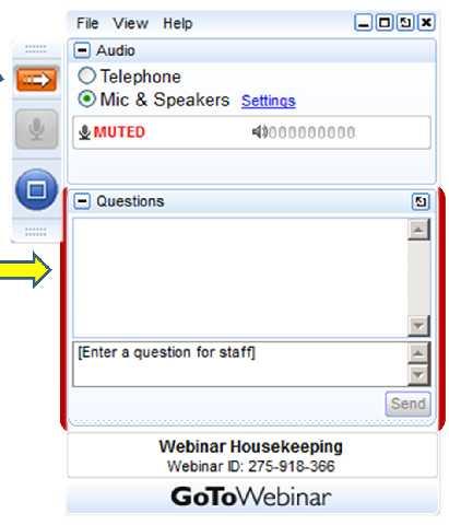 GoToWebinar Logistics Minimize or maximize control panel Phone lines are muted Please use question pane to ask questions during Q & A or if
