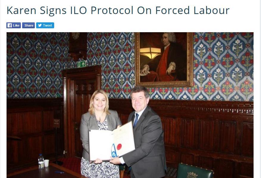 ILO Protocol on Forced Labour 13 countries have ratified the Protocol 4