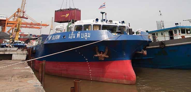 5 meters Daily barge services between Sahathai and Laem Chabang Inland Waterway and