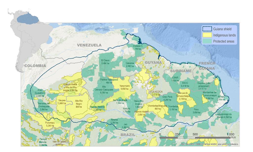 Map 1 : Protected areas and indigenious lands of the guianas and North Amazonian region Stopping tropical deforestation could mitigate approximately 30% of global anthropogenic greenhouse gas
