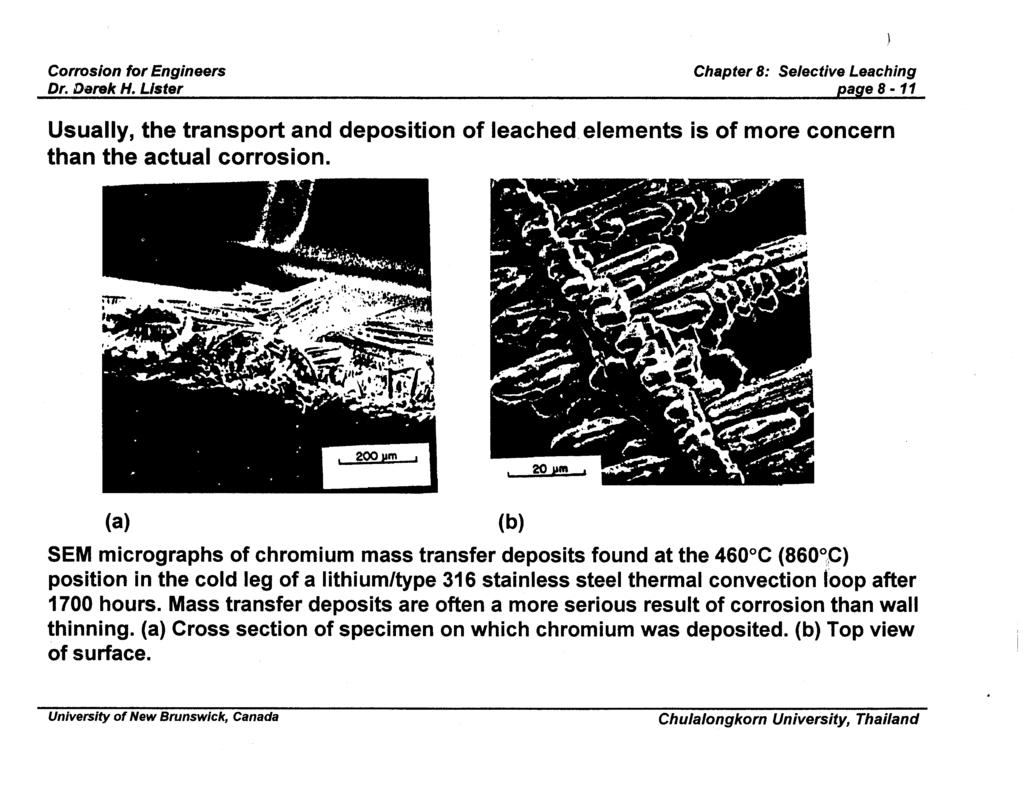 page 8 11 Usually, the transport and deposition of leached elements is of more concern than the actual corrosion.
