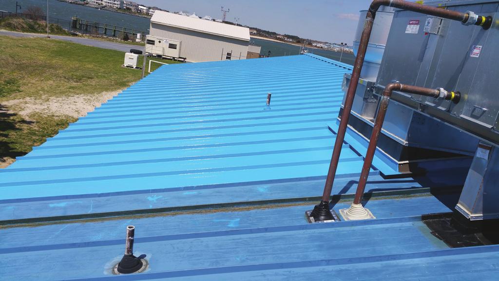 moisture vapor penetration rate and non-dielectric, there will be no further rusting of the metal roof substrate. For similar reasons, the coating is sold as a pond liner.