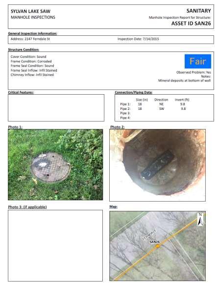ST125 Manhole Inspection Forms (created in GIS): Inspection data provided for the City Can be utilized