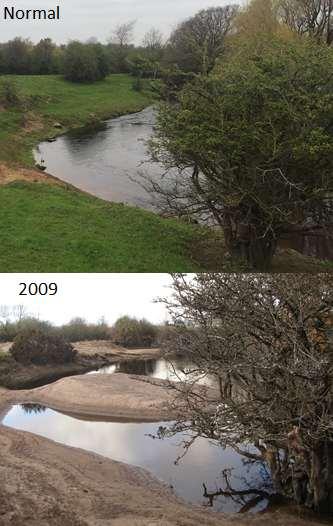 The heavy silting of a Kiltartan River after 2009