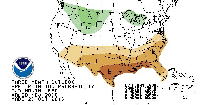 near normal in its November to January three-month outlook.