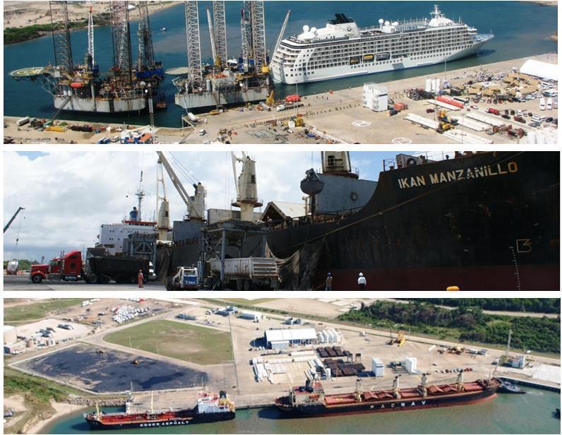 * 984 ft. Cargo handling dock. * 820 ft. Industrial and commercial dock under construction.