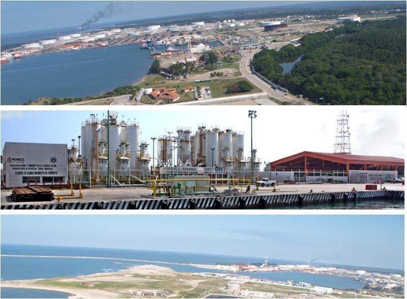PEMEX SUPPLY TERMINAL * Dock lines: 6,866 ft. * Depth: 22 ft. * Specialized storage areas for every type of cargo (liquid bulk, dry bulk, loose, etc.