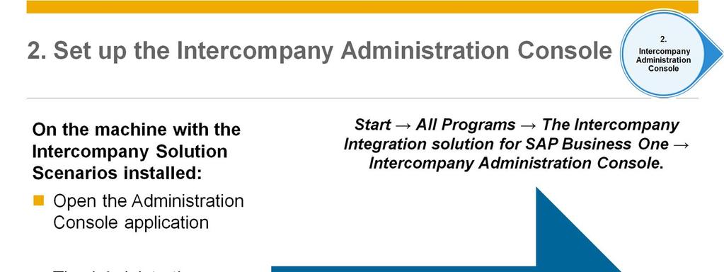 After completing the Intercompany Initialization Wizard in all companies, you should set up the Intercompany integration solution using the Intercompany Administration Console web application.