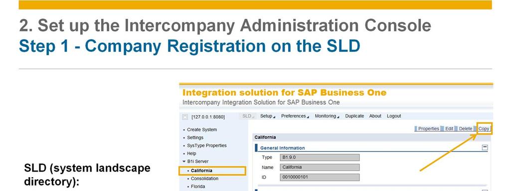 Then, register all branch and consolidation companies on the SLD (system landscape registration) page.