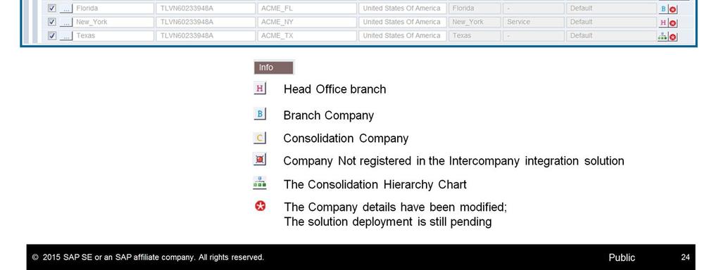 After saving the company details, the company is registered to the Intercompany Landscape and the registration details appear in the Company Registration table.