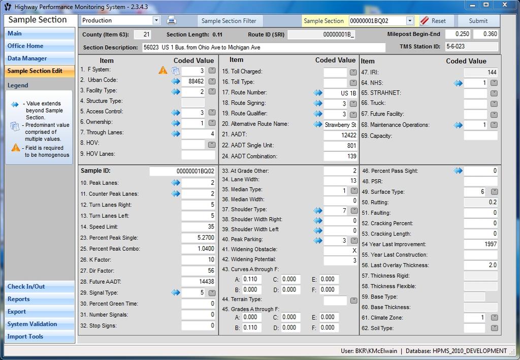 Data Manager Sample Section Edit: Edit, Trim, Extend, Heads-Up