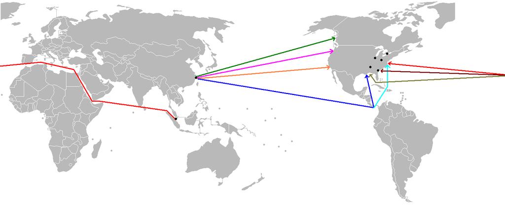 There are multiple options for Asia (China)-North American container trades Asia-Americas Routing