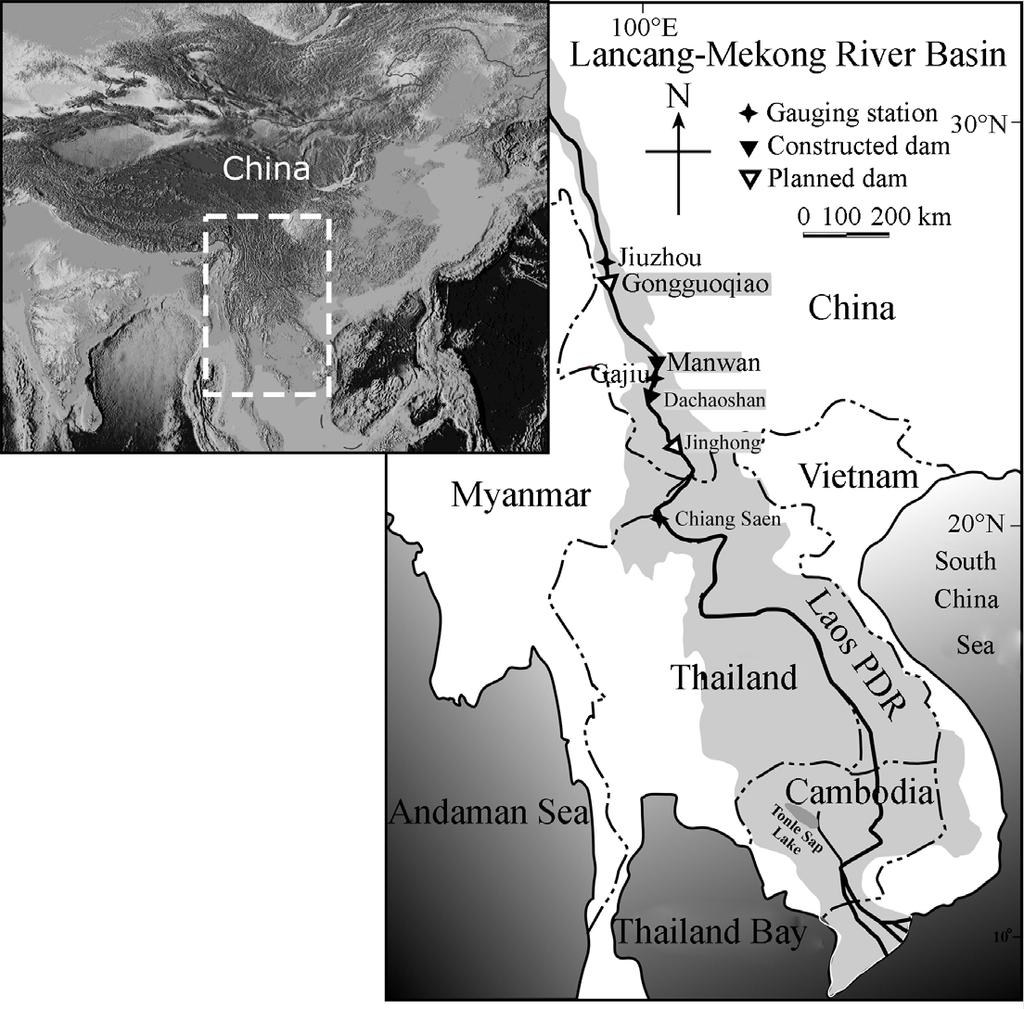 Lancang-Mekong Distribution of hydrological stations River Basin China Yunjinghong Length: 4880km Annual mean discharge is 4750 10 8 m 3 Chiang Saen Yunjinghong
