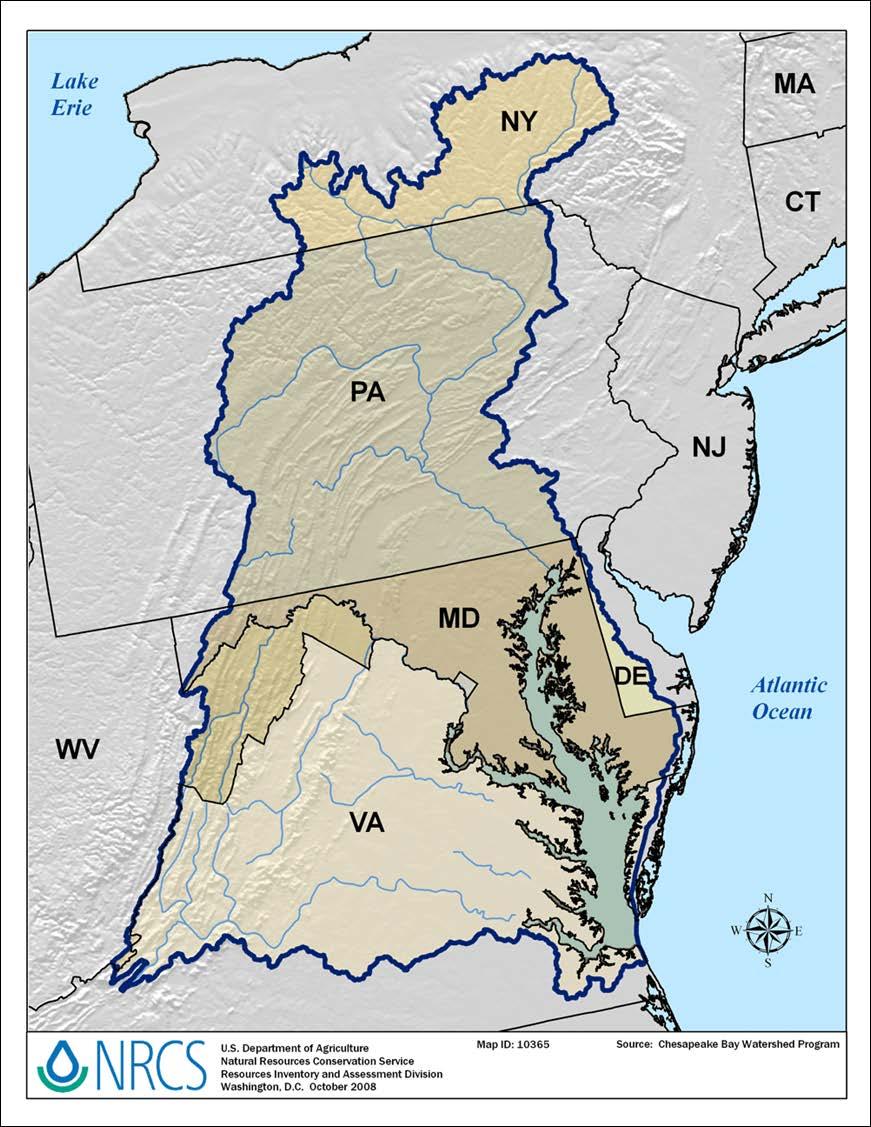 The Chesapeake Bay Watershed Bay area: 4,480 mi 2 (the largest estuary in the U.S.