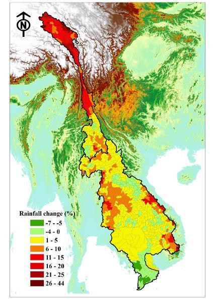 - Increase in total annual runoff of 21%, but strong water stress during dry season remains in some areas such as North-Eastern Thailand and Tonle Sap.