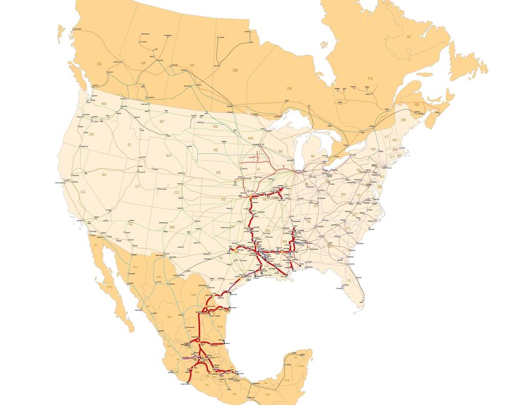 KCS Rail Network: Seamless Trade Route KCS creates vital arteries and a seamless mode of transportation between the United States and Mexico KCS is committed