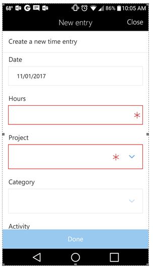 Project time entry mobile workspace Enter their billable or non-billable time against a project.