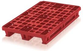 Pallets Heavy duty and light-weight plastic pallets 800 x 600 9370.004 Universal pallet with 3 runners and ten load retaining pop-ups Ext: 800 x 600 x 165mm Weight: 7.