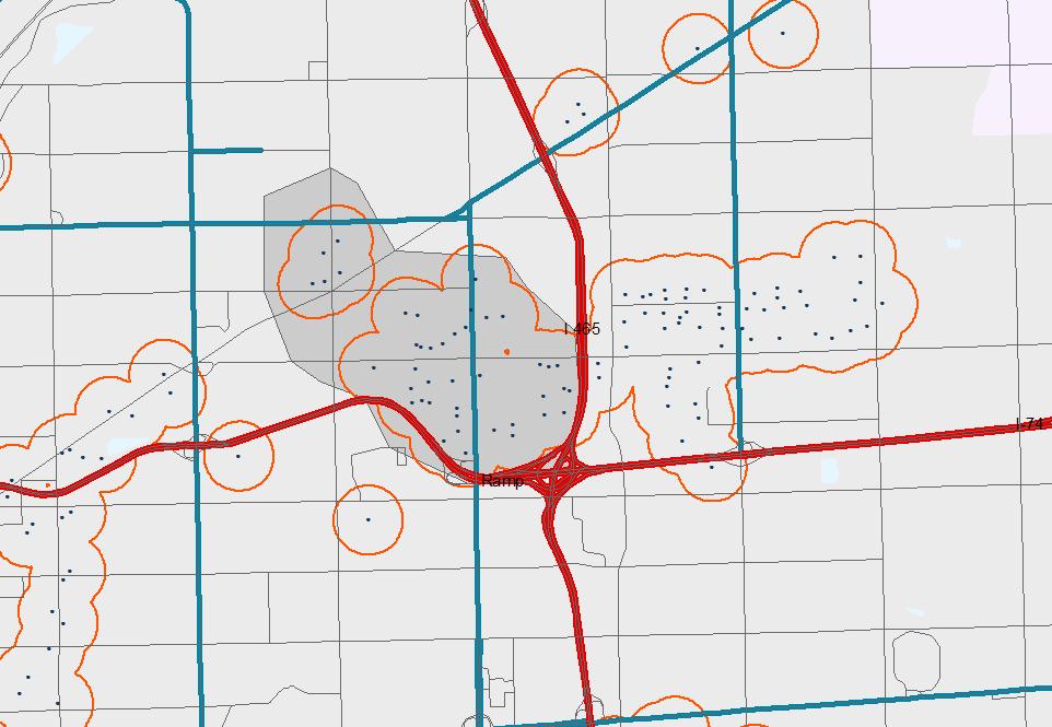 Chapter 3 Corridors and Clusters I-70: Shadeland While the cluster analysis only focused on the immediate vicinity of the Shadeland and I-70 interchange, the Shadeland corridor remains an important