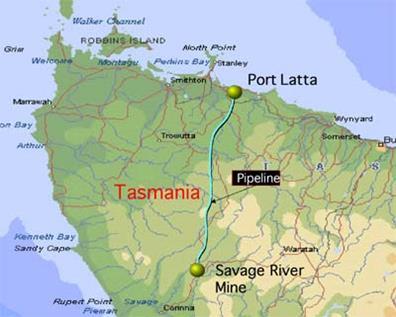 Savage River Project Started operation 1966 in Tasmania 70 kms north west of Burnie Mine and beneficiation plant at Savage River Slurry