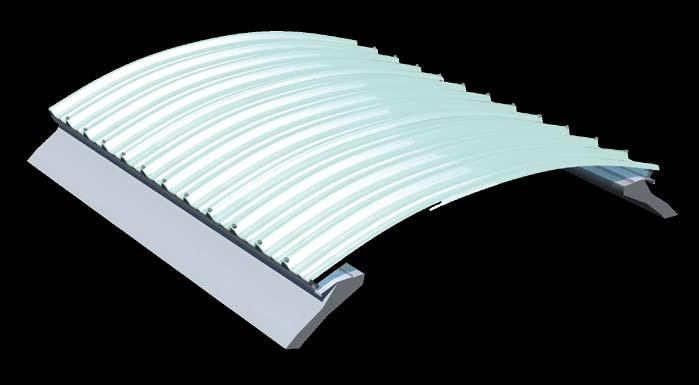 Curved continuous 40/3-40/10 Maximum recommended span 1500 mm (based on 3 mm-thick sheets) Maximum