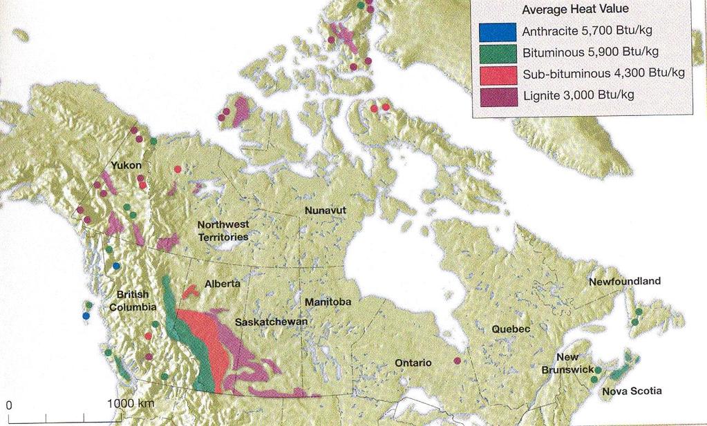 Canada s coal resources mainly concentrated in Western Canada Canada holds 8.7 Gt of proved resources of coal-in-place mainly located in British Columbia, Alberta, and Saskatchewan.