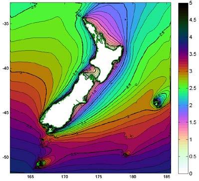 7 Waves Waves around New Zealand s open coast are generated from two sources (and often co-exist): locally generated waves, caused by local winds over a finite fetch of tens to hundreds of kilometres